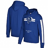 Los Angeles Rams Mitchell & Ness Three Stripe Pullover Hoodie Royal,baseball caps,new era cap wholesale,wholesale hats